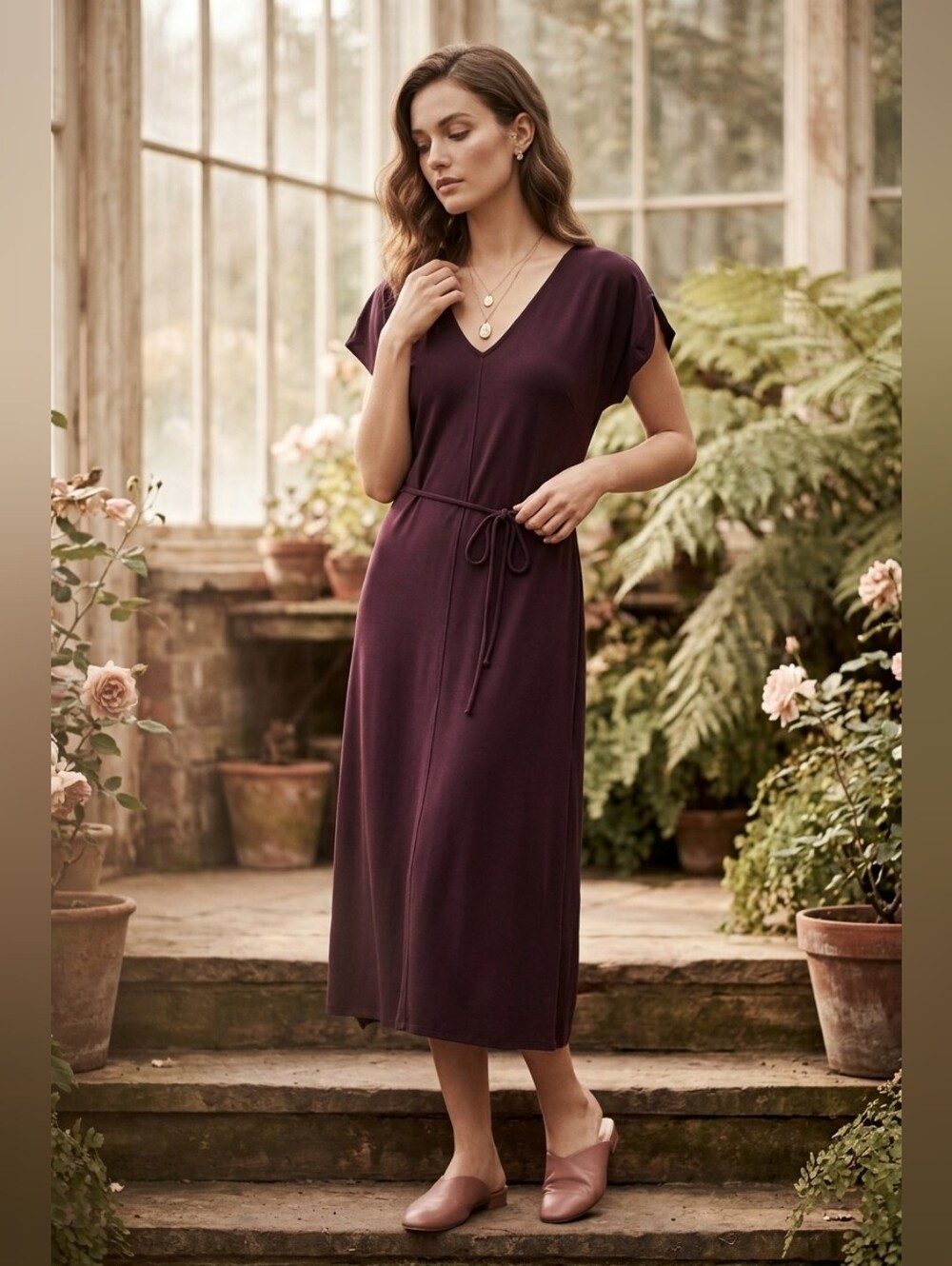 116. Talula Plum Belted Evening Dress
